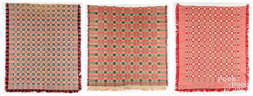 THREE OVERSHOT COVERLETS, MID