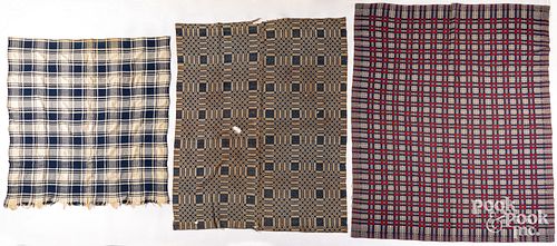 THREE OVERSHOT COVERLETS, MID