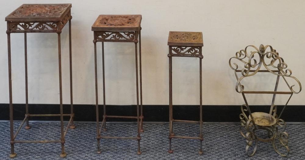 THREE OXIDIZED METAL GARDEN