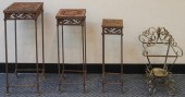 THREE OXIDIZED METAL GARDEN TA