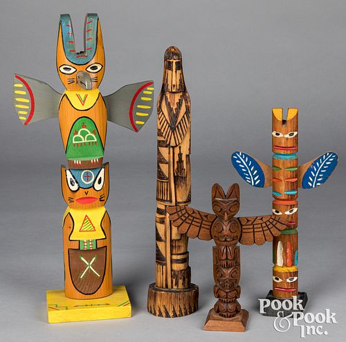 THREE PACIFIC NORTHWEST COAST TOTEM