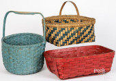 THREE PAINTED BASKETS<br>Three