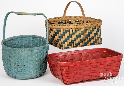THREE PAINTED BASKETSThree