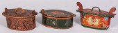 THREE PAINTED BENTWOOD BOXESTh