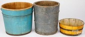 THREE PAINTED BUCKETS, LATE 19