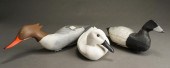 THREE PAINTED CARVED WOOD DUCK