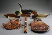 THREE PAINTED CARVED WOOD DUCK