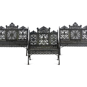 Three Painted Cast Iron Garden