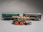 THREE PAINTED CAST IRON METAL