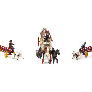 Three Painted Cast Iron Toy Horse