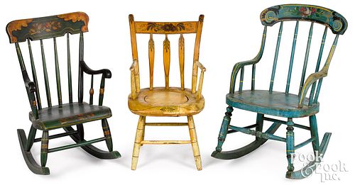 THREE PAINTED CHILD'S CHAIRS,