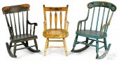 THREE PAINTED CHILD'S CHAIRS,