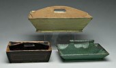 Three painted cutlery boxes: o
