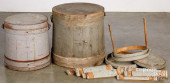 THREE PAINTED FIRKINS, 19TH C.