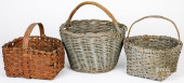 THREE PAINTED GATHERING BASKET