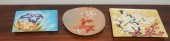 THREE PAINTED GLASS PLATESThre