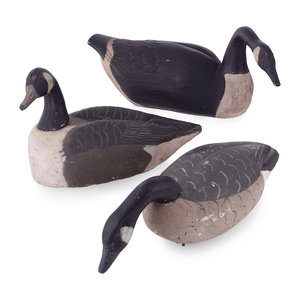 Three Painted Goose Decoys 20th