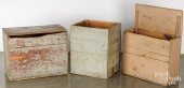 THREE PAINTED KINDLING BOXES<b