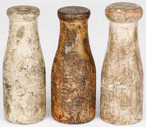 THREE PAINTED MILK BOTTLE KNOCKDOWN