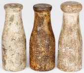 THREE PAINTED MILK BOTTLE KNOC