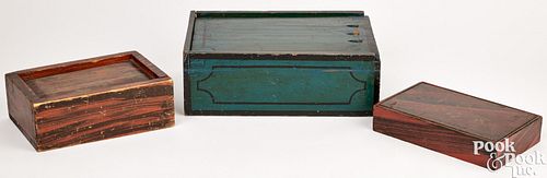 THREE PAINTED PINE BOXESThree