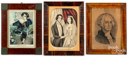 THREE PAINTED PINE FRAMES, 19TH
