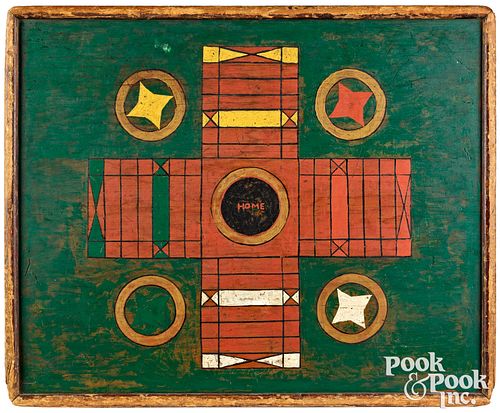 THREE PAINTED PINE GAMEBOARDS, LATE
