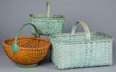 THREE PAINTED SPLINT BASKETSTh