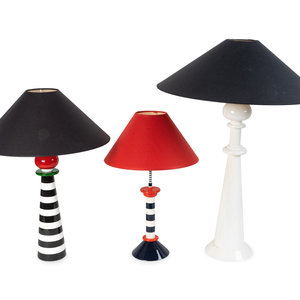 Three Painted Table Lamps 20TH