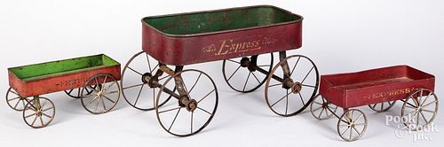 THREE PAINTED TIN EXPRESS TOY