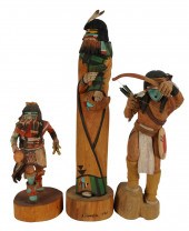 THREE PAINTED WOOD KACHINA FIG