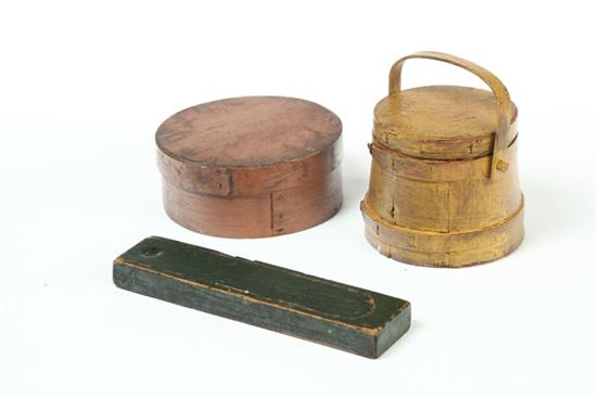 THREE PAINTED WOODEN ITEMS. 