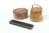 THREE PAINTED WOODEN ITEMS.  A