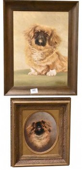 THREE PAINTINGS OF PEKINGESE D