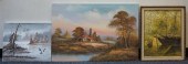 THREE PAINTINGS ON CANVAS: BUC