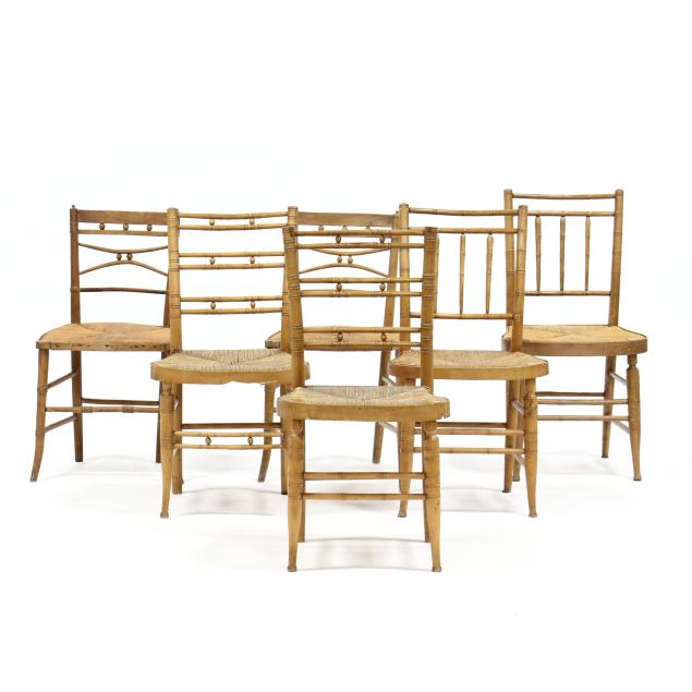 THREE PAIR OF ANTIQUE RUSH SEAT
