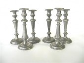 Three pair of pewter candlesti
