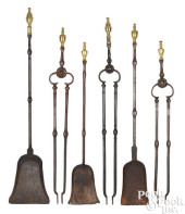 THREE PAIR OF WROUGHT IRON AND