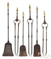 THREE PAIR OF WROUGHT IRON AND