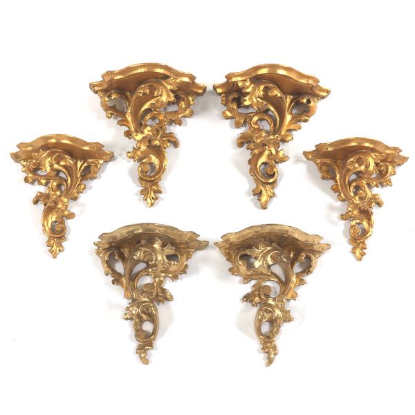 THREE PAIR ROCOCO REVIVAL GILT