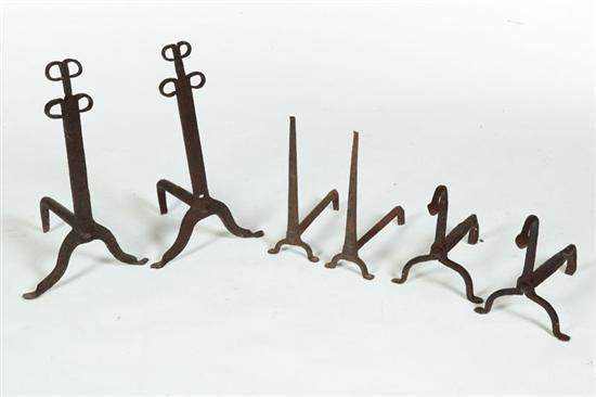 THREE PAIR WROUGHT IRON