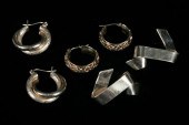 THREE PAIRS 14K YELLOW GOLD PO