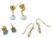 THREE PAIRS 18KT. AQUAMARINE E