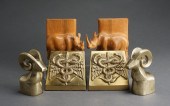 THREE PAIRS METAL AND CARVED W