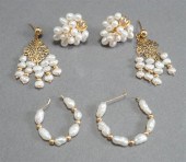 THREE PAIRS OF 14-KARAT YELLOW