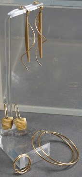 THREE PAIRS OF 14-KARAT YELLOW