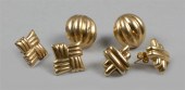 THREE PAIRS OF 14K YELLOW GOLD