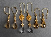 THREE PAIRS OF 18-KARAT YELLOW