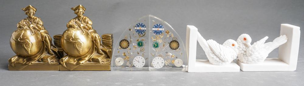 THREE PAIRS OF BOOKENDSThree