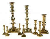 THREE PAIRS OF BRASS TAPER CAN